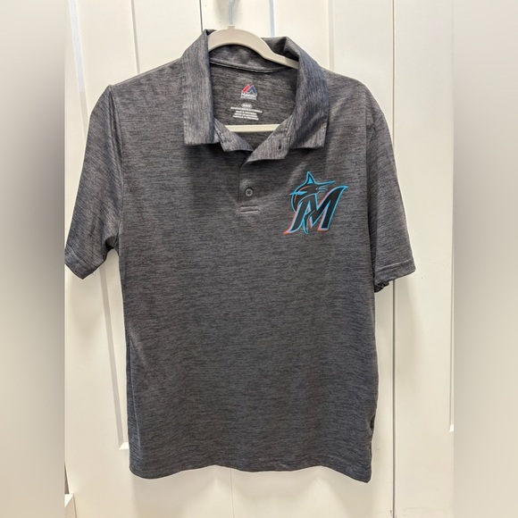 Majestic Athletic Men's Miami Marlins Endless Flow Short-Sleeve Polo Size M - Picture 1 of 3